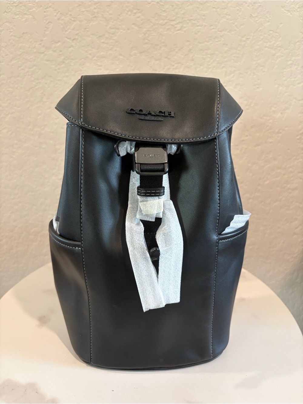 Coach Black Smooth Leather Racer Backpack Sling Bag NWT